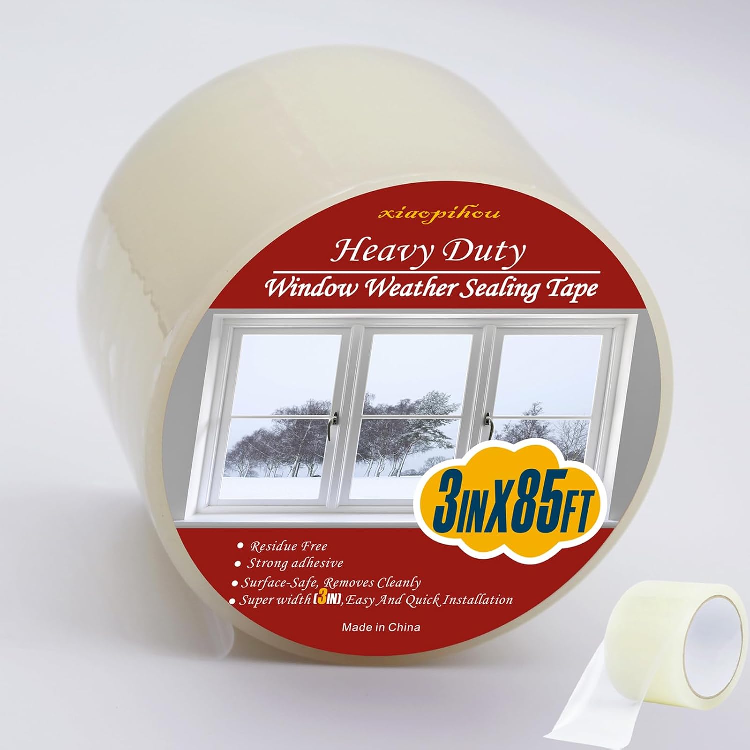 Transparent Window Weather Sealing Tape, 3-Inch x 85FT, Clear Window Draft Isolation Sealing Film Tape-Clear Draft Stopper Adhesive Tape for Doors