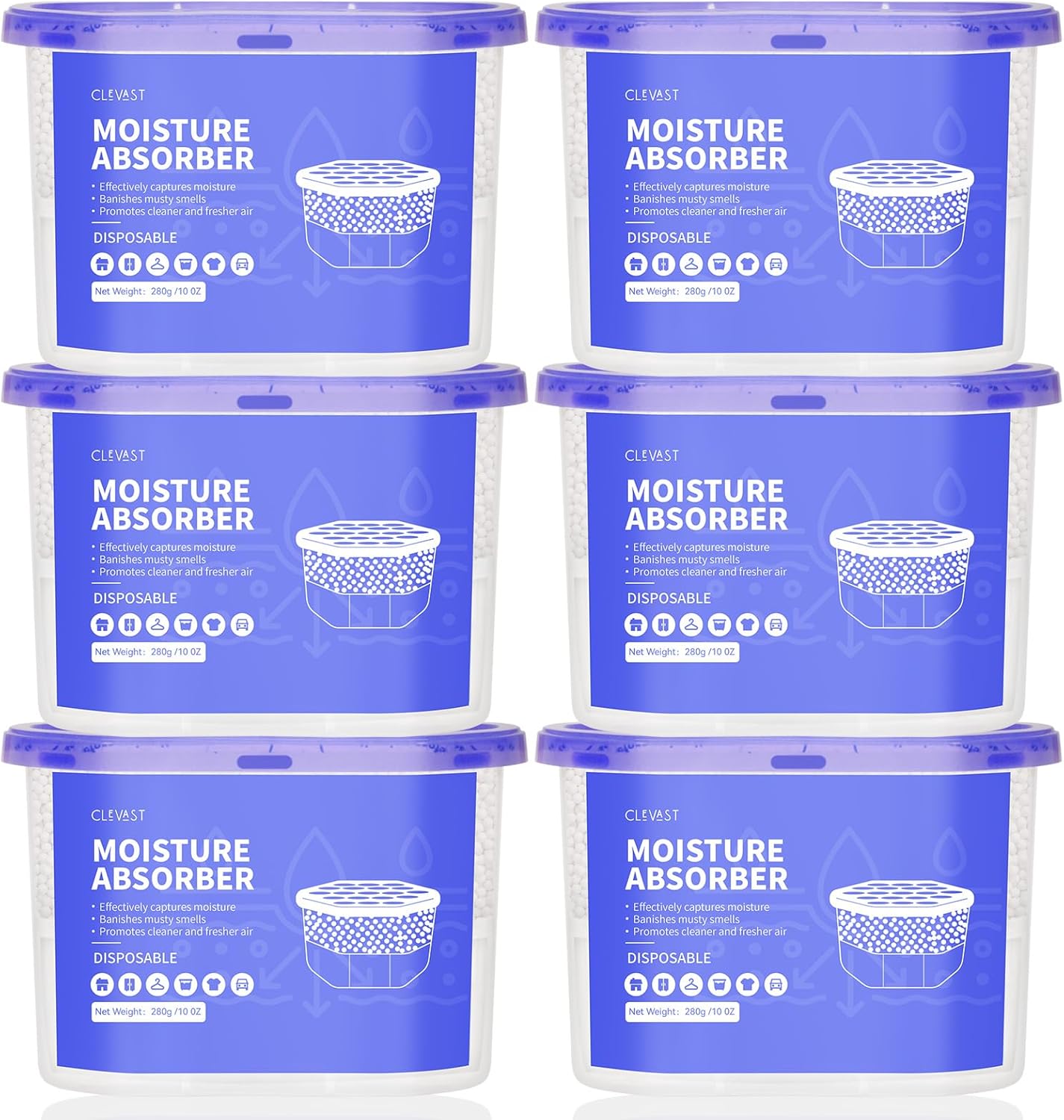 Moisture Absorbers Boxes, Dehumidifier Box for Closet, Unscented Hanging Humidity Absorber in Wardrobes, Bedrooms, Bathrooms